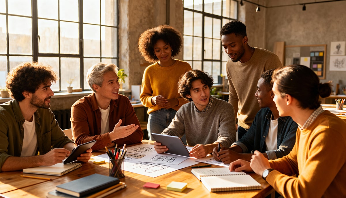 Graphic Designers and Artists Collaborating